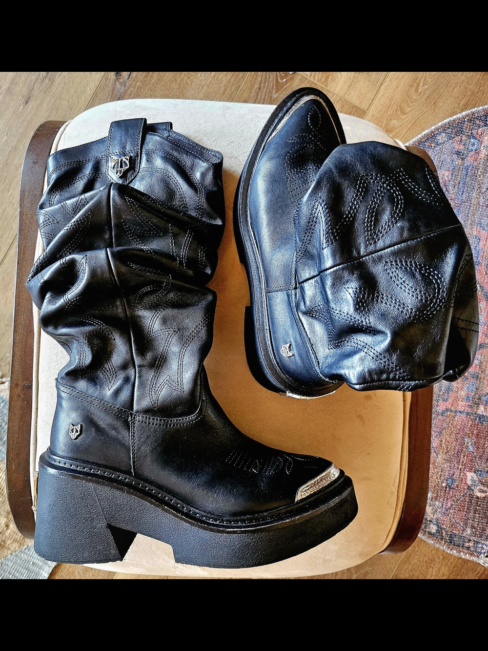 Naked Wolfe Black Platform Western Boots